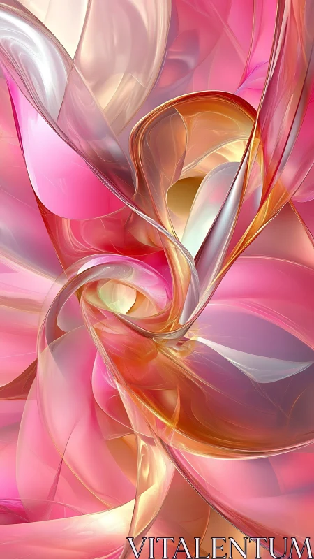 Translucent ribbon-like fractal surfaces form flowing luminous vortex