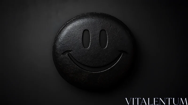 Black textured smiley face icon on dark background.