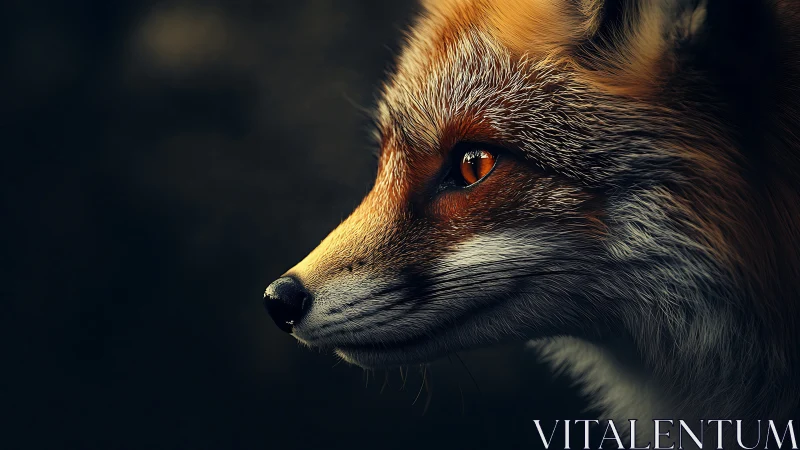 Fox profile portrait shows detailed fur and vivid eye