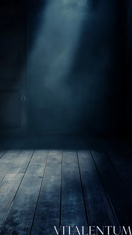 Haunting shaft of light cutting across an empty dark room.