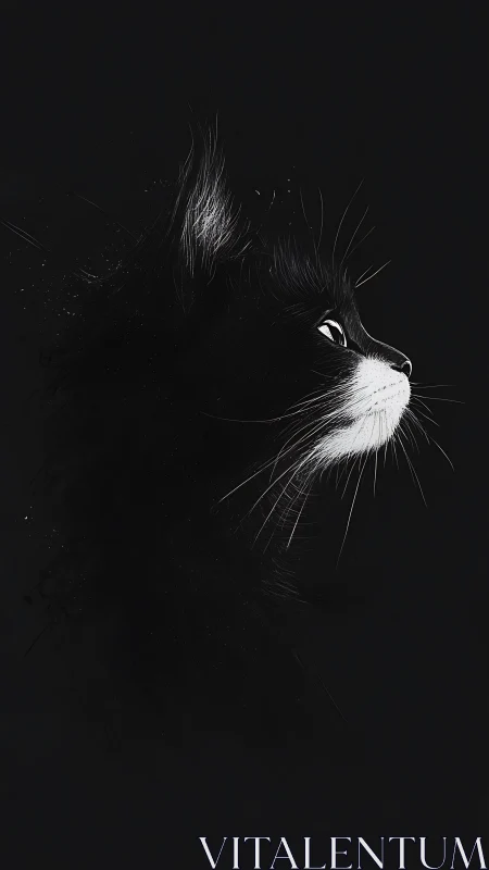 Black and white cat portrait with striking eye detail