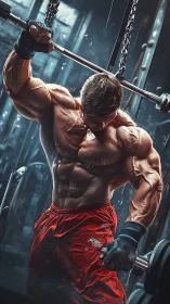Focused gym athlete embracing strength and determination.