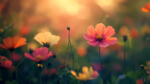 Sunset Cosmos Dancing in Soft Bloom.