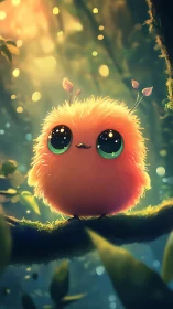 Bioluminescent forest creature with fur and antennae glow