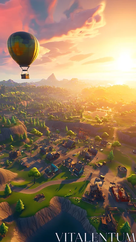 Sunlit battle balloon drifting over playful pixel frontier.