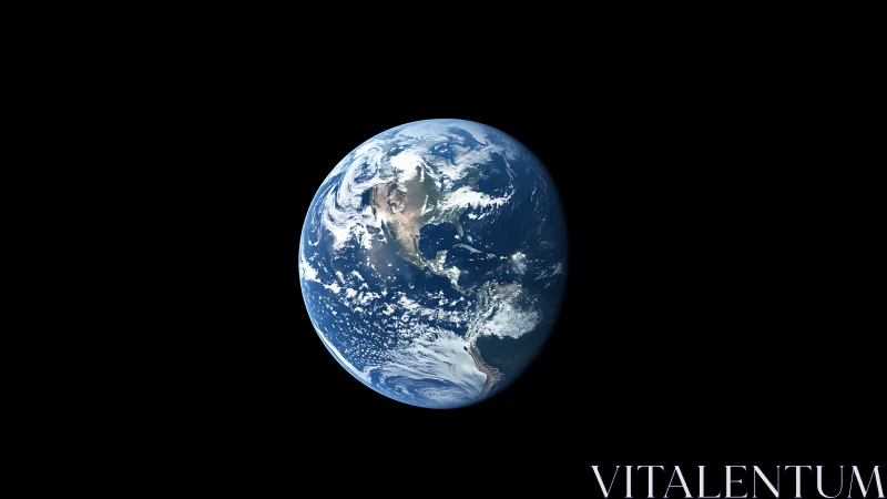 High-orbit Earth photograph with visible Americas and cloud bands