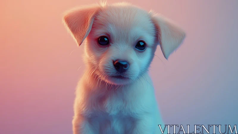 Small light-colored puppy against gradient studio backdrop.