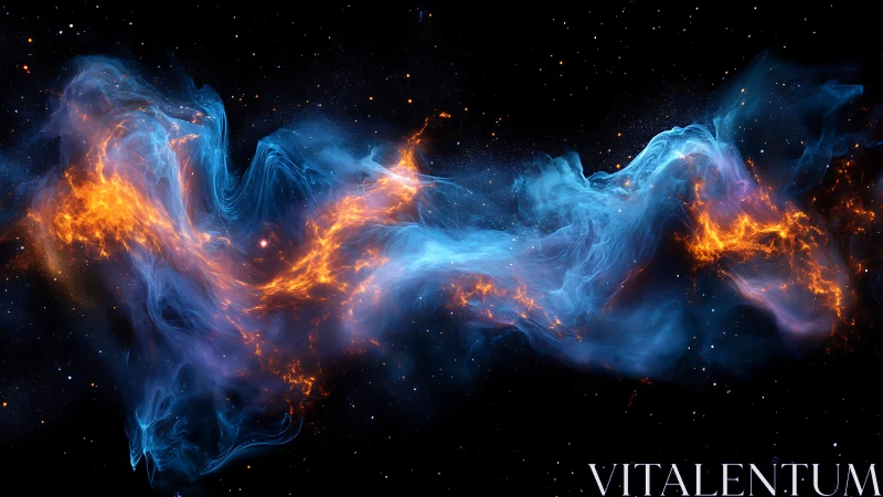Volumetric nebula stream rendered in high-contrast digital hues