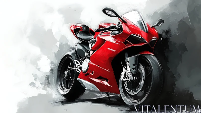 Red sport motorcycle rendered in dynamic digital painting