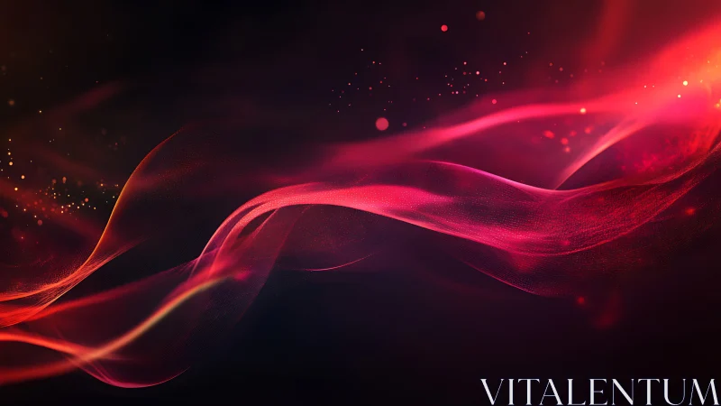 Luminous Red Waves Dancing Across Dark Digital Space