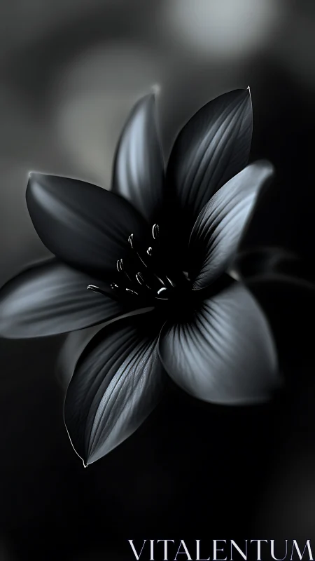 Monochrome Flower Petals Unfold in Ethereal Darkness