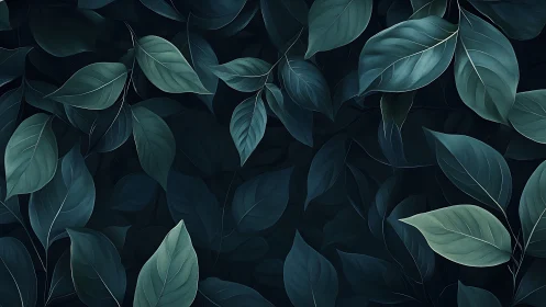 Velvet midnight foliage drifting through quiet teal air.