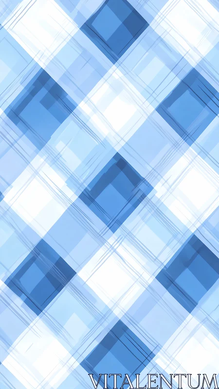 Diagonal blue plaid lattice with layered translucent squares
