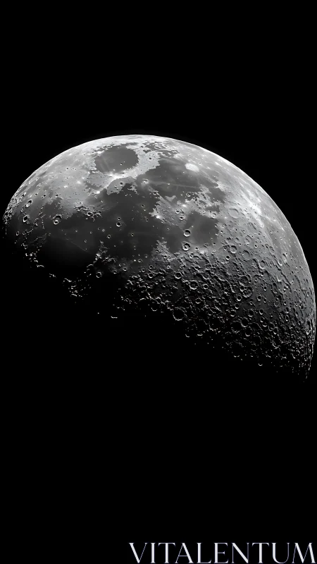 Crescent moon rises from deep black space in stark contrast