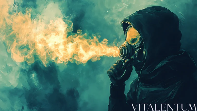 Masked wanderer exhales a dragon-breath plume of liquid fire