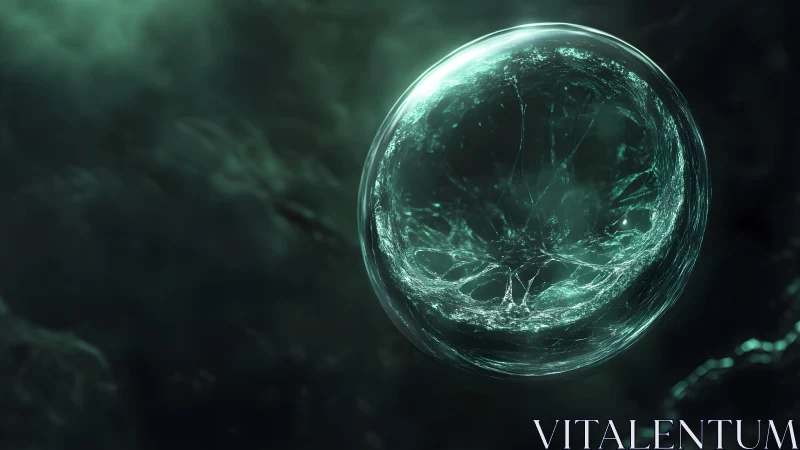 Mysterious Floating Bubble in Abstract Digital Art Style.