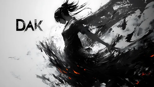 Shadow-swept heroine rising through swirling dark energy.