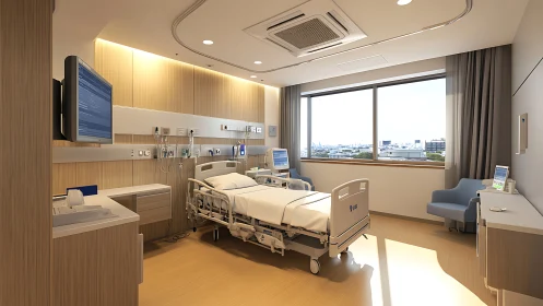 Sunlit hospital suite quietly rehearses tomorrow&rsquo;s healing