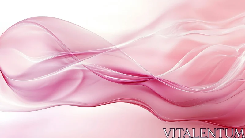 Pink translucent flowing wave forms on white gradient field.