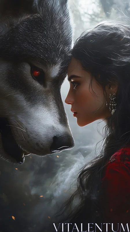 Quiet bond between a brave woman and a watchful wolf.
