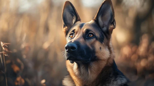 Soft autumn light on a watchful German Shepherd friend.