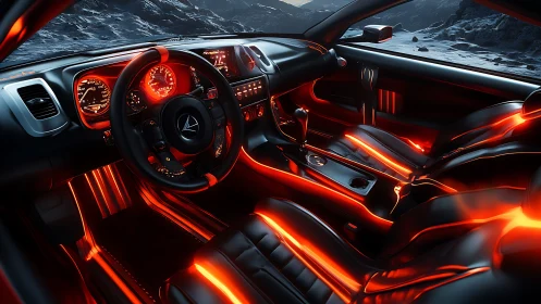 Lava-lit cockpit cruising a moonlit alien highway interior.