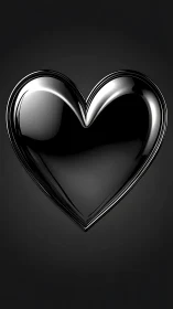 Metallic Heart with Glossy Chrome Surface and Reflective Sheen.