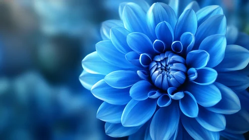 Blue Dahlia Flower in Soft Focus Light
