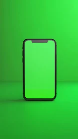 Black Smartphone on Bright Green Background.