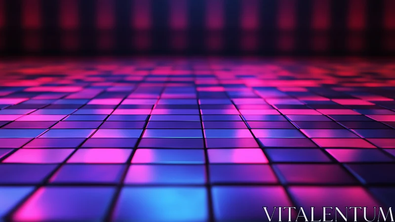 Neon-tiled dance floor glowing in playful retro light.