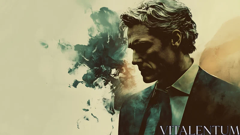 Brooding Suit Silhouette Drowning In Smoky Daydreams.
