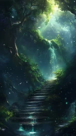 Luminous Forest Cathedral: Where Ancient Trees Whisper Light.