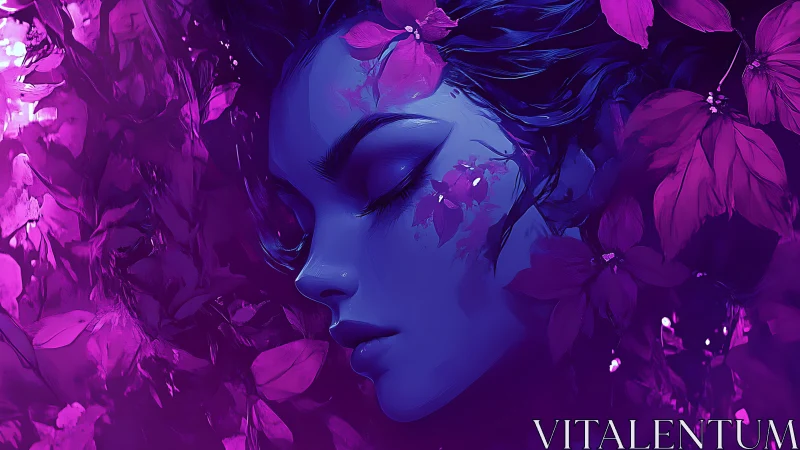 Midnight bloom dreamscape with a tranquil moonlit muse.