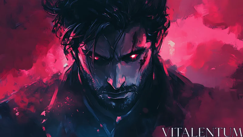 Crimson-eyed antihero emerges from the storm of neon shadows.