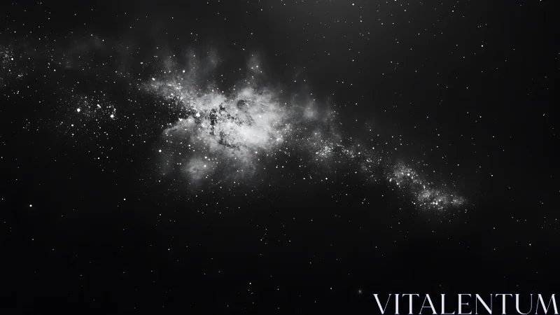 Monochrome star field with bright galactic band in space.