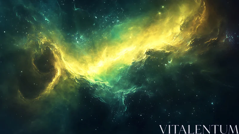 Stellar nebula ribbon in emerald deep space illumination.