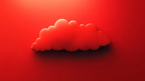 Red 3D cloud shape centered on monochrome background.