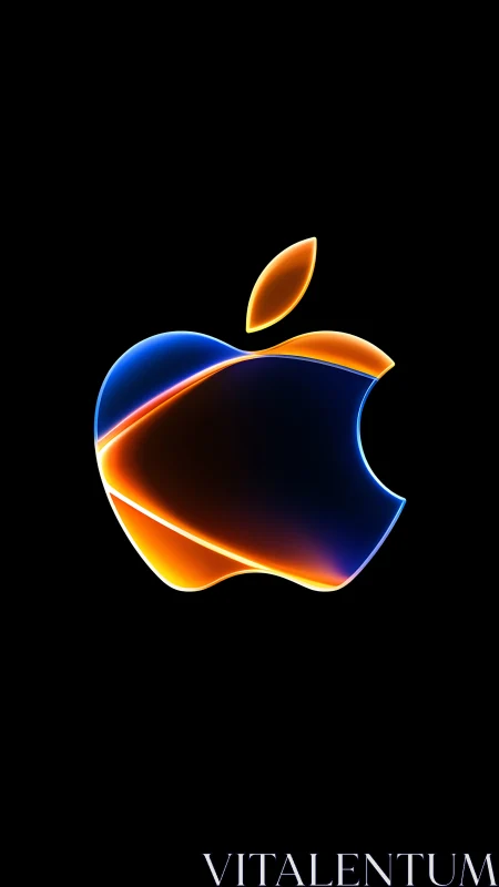 Neon-Outlined Apple Logo with Gradient Luminescent Core