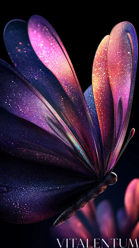 Nebula-winged butterfly quietly rehearses a cosmic dawn