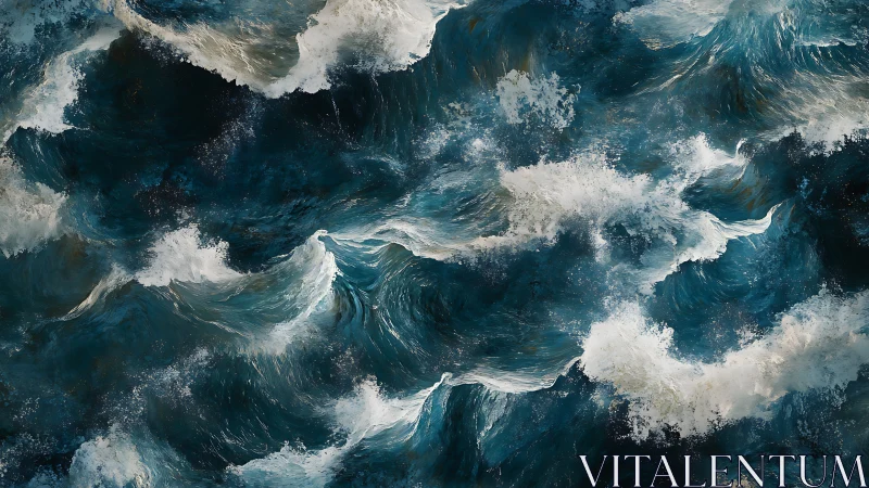 Ocean waves surge in dense overlapping turbulent pattern