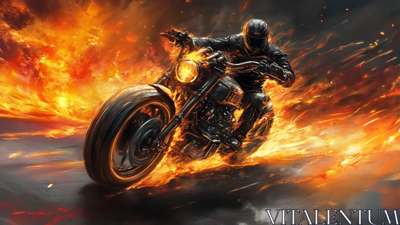Flames chase a fearless biker racing through the night