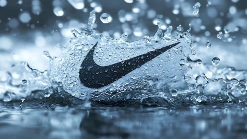 Splashing water swoosh surrounded by lively droplets.