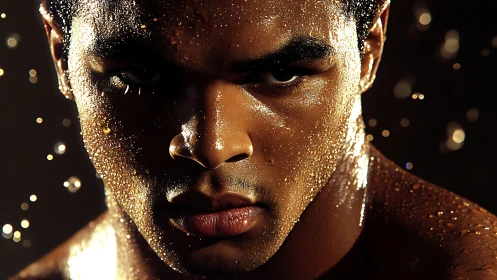 Golden Reverie: Portrait Draped in Luminous Stardust.