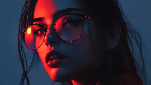Neon-lit portrait captures cool intensity in cinematic glow