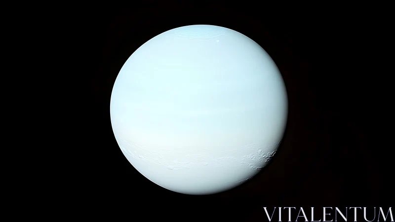Icy pale blue gas giant sphere isolated against deep black