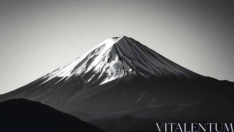 Monochrome alpine peak rendered in high-contrast tonal detail