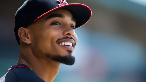 Photorealistic ballplayer portrait in shallow depth of field.