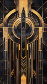 Art Deco geometric gold panel with bold vertical symmetry.
