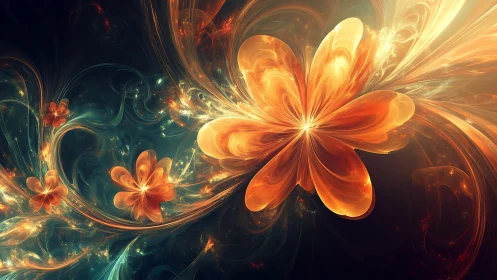 Luminous fractal flowers ignite a swirling cosmic night