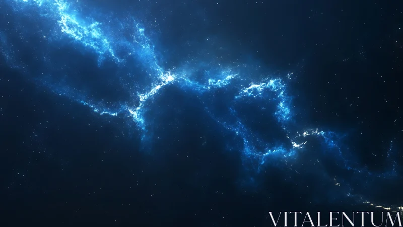 Ionized blue nebular filament crossing star-dense deep space